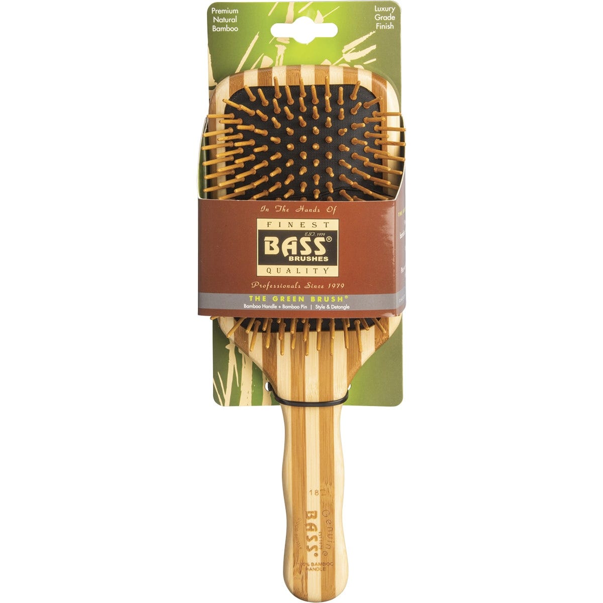 Bass Brushes Bamboo Hair Brush Large Square Paddle - Dr Earth - Hair Care