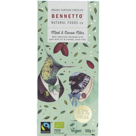 Bennetto Organic Dark Chocolate Mint and Cocoa Nibs 100g - Dr Earth - Chocolate & Carob