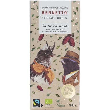 Bennetto Organic Dark Chocolate Toasted Hazelnut 100g - Dr Earth - Chocolate & Carob