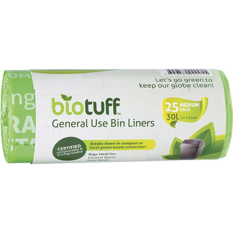 Biotuff General Use Bin Liners Medium Bags 30L 25pk - Dr Earth - Cleaning