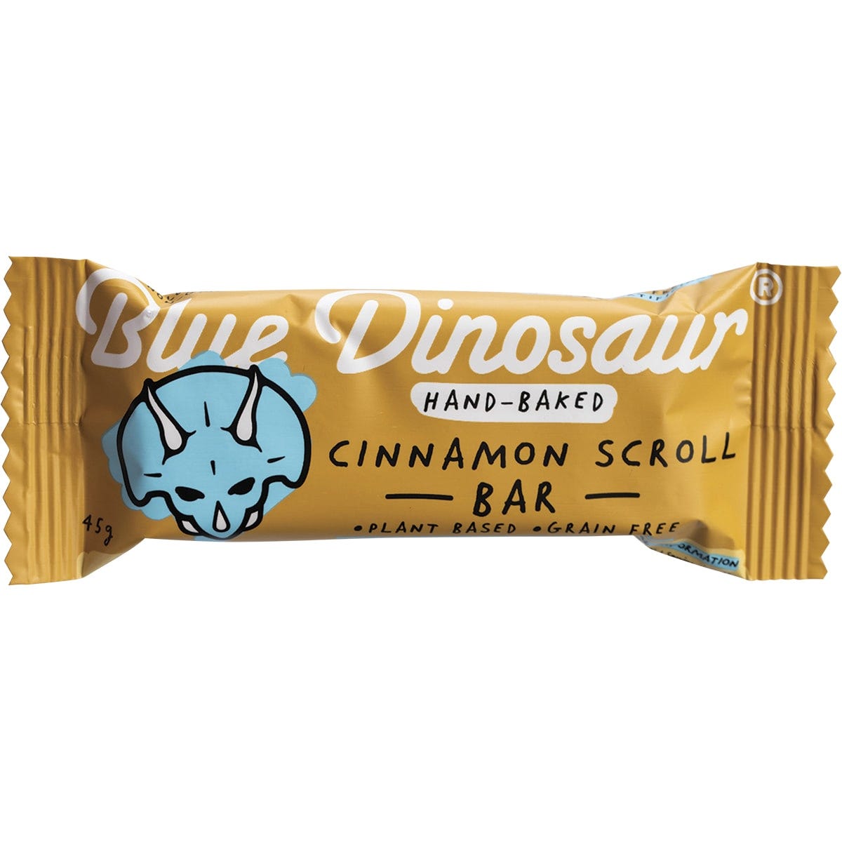 Blue Dinosaur Hand-Baked Bar Cinnamon Scroll 45g - Dr Earth - Snack Bars