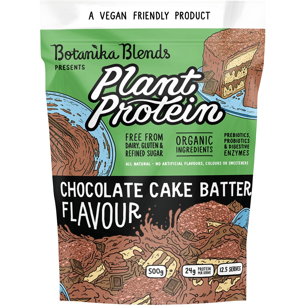 Botanika Blends Plant Protein Chocolate Cake Batter 500g - Dr Earth - Sports, Protein Powder