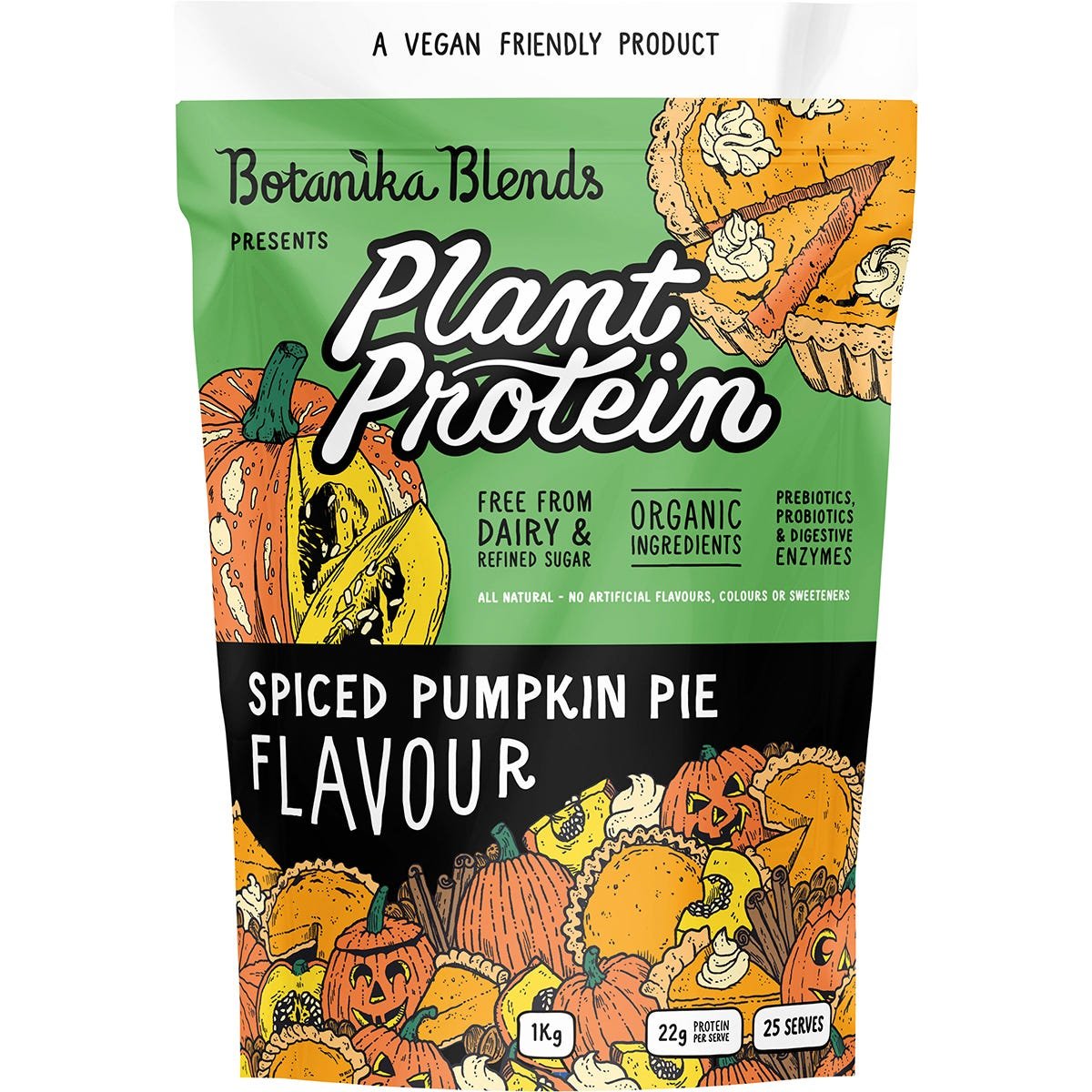 Botanika Blends Plant Protein Spiced Pumpkin Pie 1kg - Dr Earth - Sports, Protein Powder