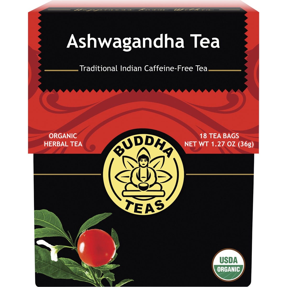 Buddha Teas Organic Herbal Tea Bags Ashwagandha Tea 18pk - Dr Earth - Drinks