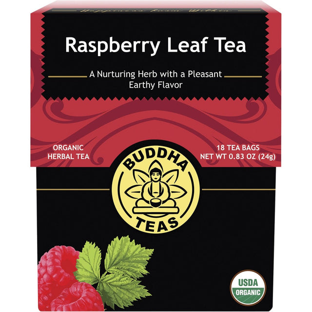 Buddha Teas Organic Herbal Tea Bags Raspberry Leaf Tea 18pk - Dr Earth - Drinks
