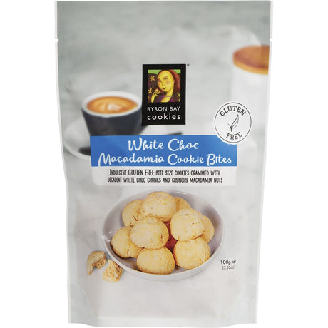 Byron Bay Cookies Gluten Free Cookie Bites White Choc Macadamia 100g - Dr Earth - Biscuits