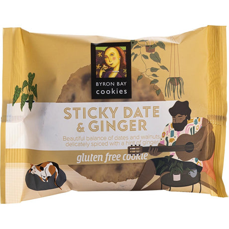 Byron Bay Cookies Gluten Free Cookies Sticky Date & Ginger 60g - Dr Earth - Biscuits