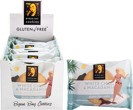 Byron Bay Cookies Gluten Free Cookies White Choc Macadamia 60g - Dr Earth - Biscuits