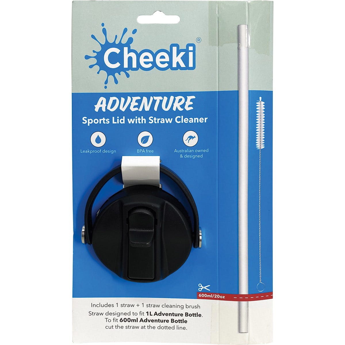 Cheeki Adventure Sports Lid With Straw Cleaner - Dr Earth - Water Bottles