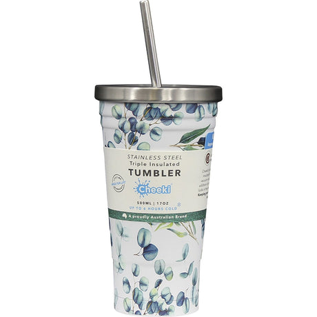 Cheeki Insulated Tumbler 3D Watercolour with S/Steel Straw 500ml - Dr Earth - Cups & Tumblers