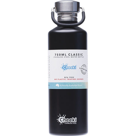 Cheeki Stainless Steel Bottle Black 750ml - Dr Earth - Water Bottles