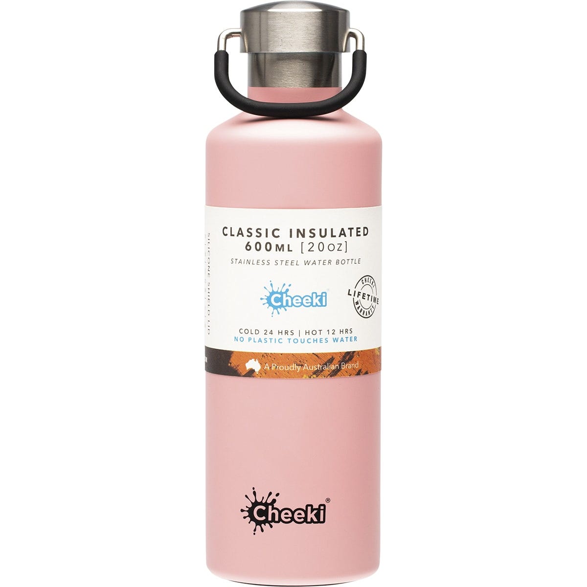 Cheeki Stainless Steel Bottle Insulated Pink 600ml - Dr Earth - Water Bottles