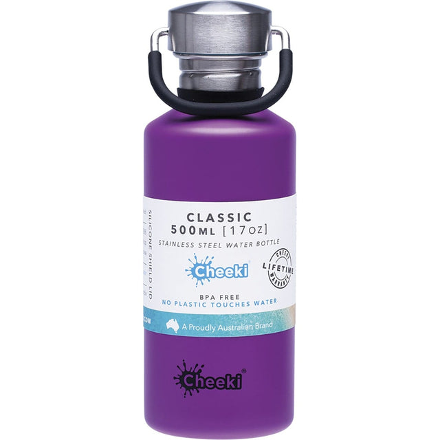 Cheeki Stainless Steel Bottle Purple 500ml - Dr Earth - Water Bottles