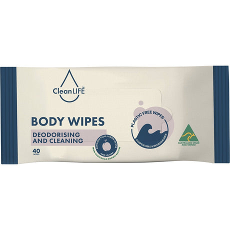 CleanLIFE Body Plastic Free Wipes Deodorising and Cleaning 40pk - Dr Earth - Skincare