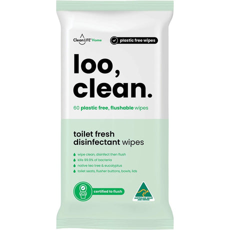 CleanLIFE Flushable Plastic Free Wipes Loo Clean 60pk - Dr Earth - Home, Baby & Kids, Feminine Care, Makeup, Body & Beauty