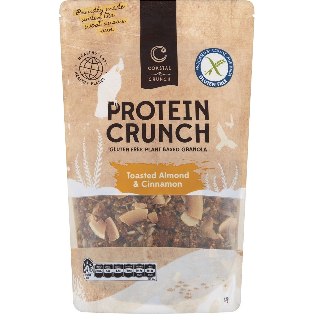 Coastal Crunch Protein Crunch Granola Toasted Almond & Cinnamon 320g - Dr Earth - Breakfast