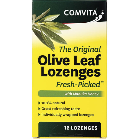Comvita Olive Leaf Extract Lozenges with Manuka Honey 12pk - Dr Earth - Immune Support, Cold & Flu