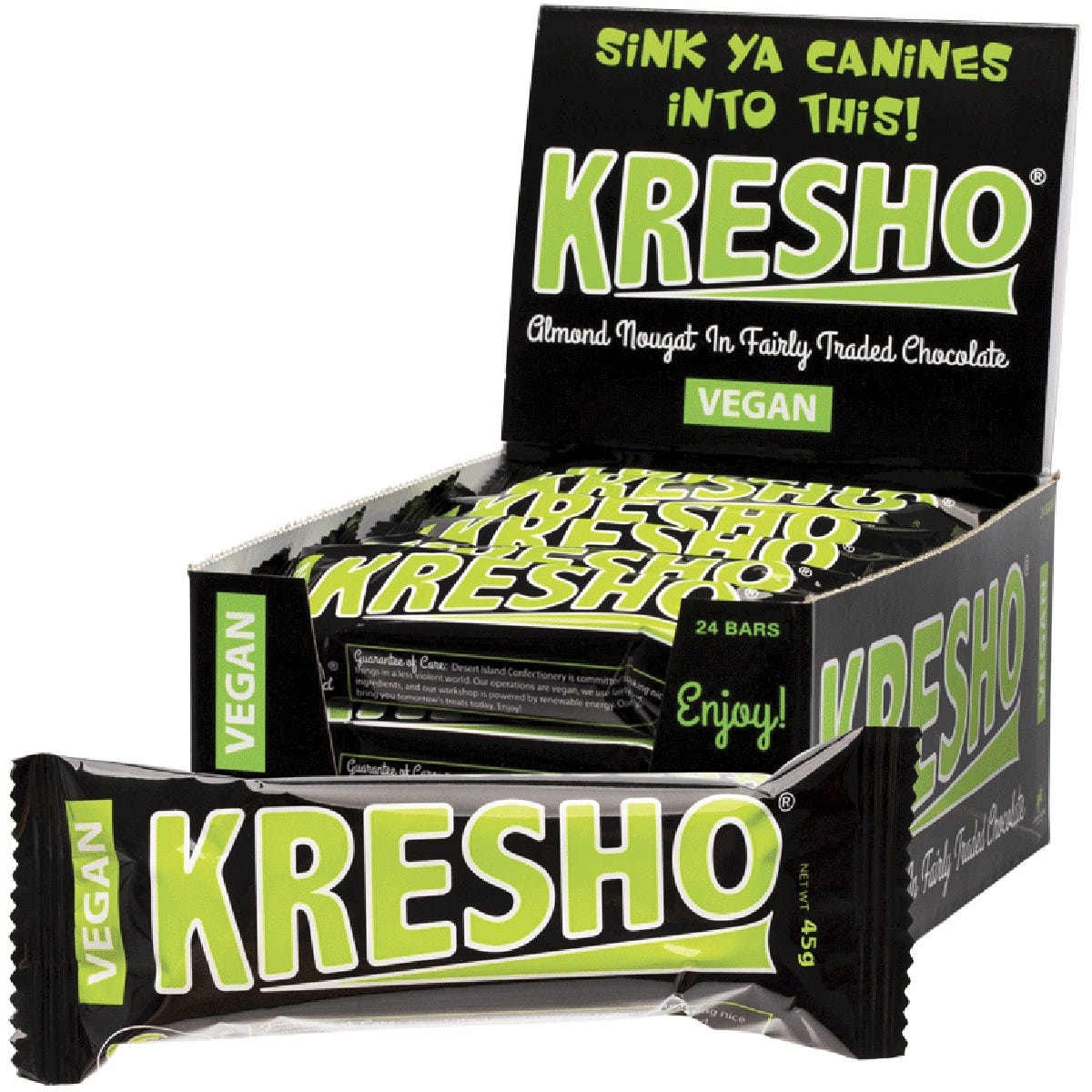 Desert Island Confectionery Kresho Bar Chocolate Covered Almond Nougat 45g - Dr Earth - Chocolate & Carob