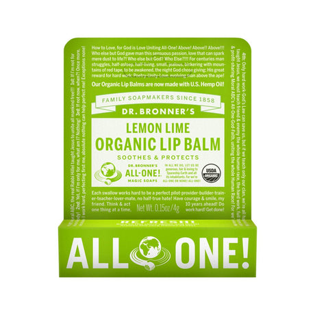 DR. BRONNER'S Organic Lip Balm Lemon Lime 4g - Dr Earth - Body & Beauty