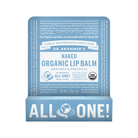 DR. BRONNER'S Organic Lip Balm Naked 4g - Dr Earth - Body & Beauty - DR. BRONNER'S