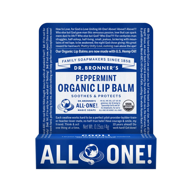 DR. BRONNER'S Organic Lip Balm Peppermint 4g - Dr Earth - Body & Beauty