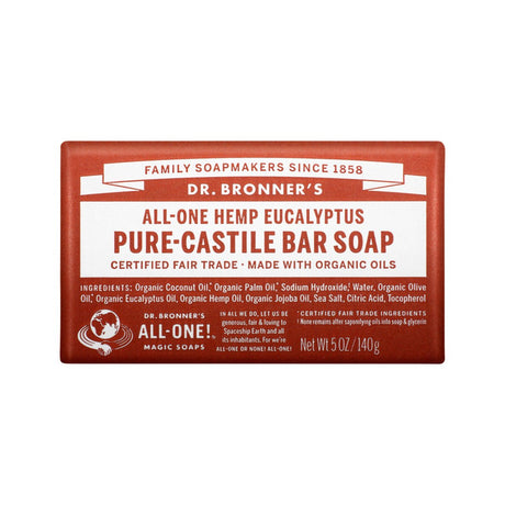 DR. BRONNER'S Pure-Castile Bar Soap (Hemp All-One) Eucalyptus 140g - Dr Earth - Body & Beauty