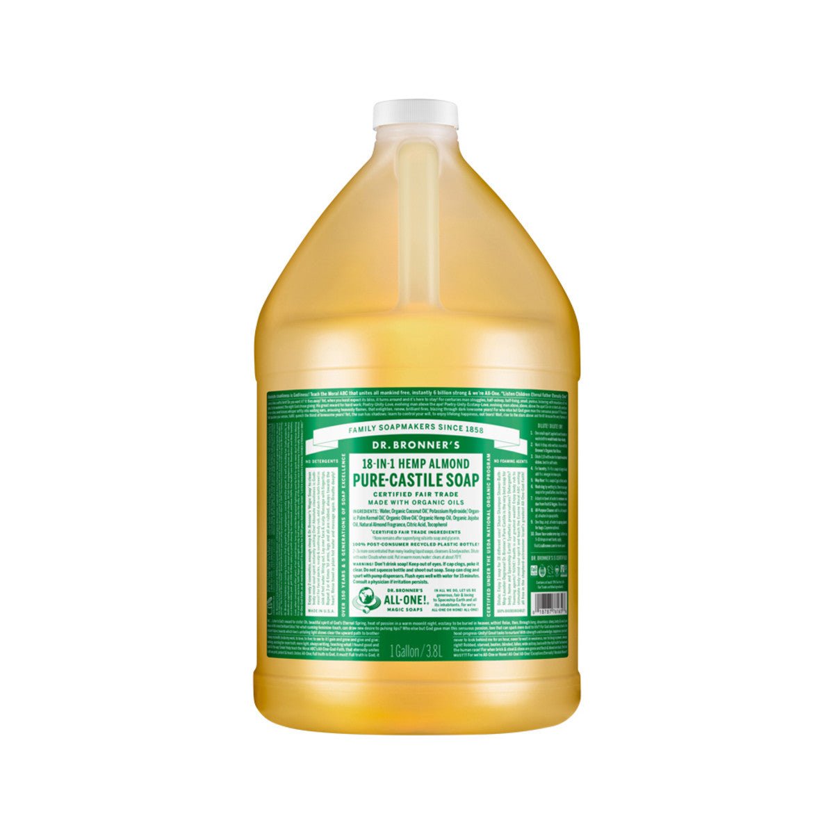 DR. BRONNER'S Pure-Castile Soap Liquid (Hemp 18-in-1) Almond 3.78L - Dr Earth - Body & Beauty