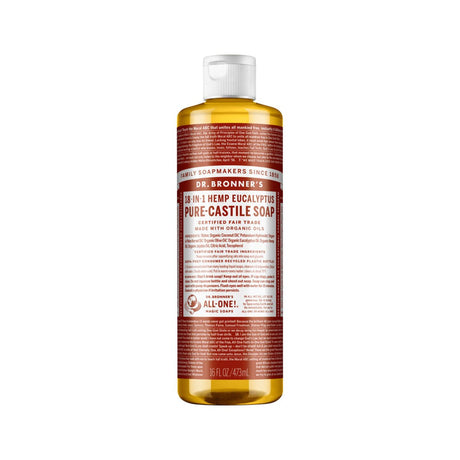 DR. BRONNER'S Pure-Castile Soap Liquid (Hemp 18-in-1) Eucalyptus 473ml - Dr Earth - Body & Beauty