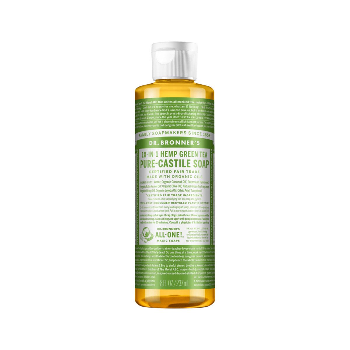 DR. BRONNER'S Pure-Castile Soap Liquid (Hemp 18-in-1) Green Tea 237ml - Dr Earth - Body & Beauty