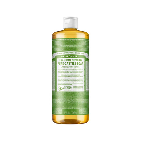 DR. BRONNER'S Pure-Castile Soap Liquid (Hemp 18-in-1) Green Tea 946ml - Dr Earth - Body & Beauty