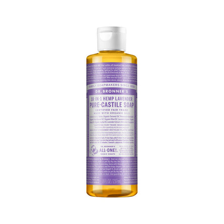 DR. BRONNER'S Pure-Castile Soap Liquid (Hemp 18-in-1) Lavender 237ml - Dr Earth - Body & Beauty