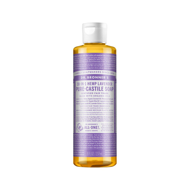 DR. BRONNER'S Pure-Castile Soap Liquid (Hemp 18-in-1) Lavender 237ml - Dr Earth - Body & Beauty