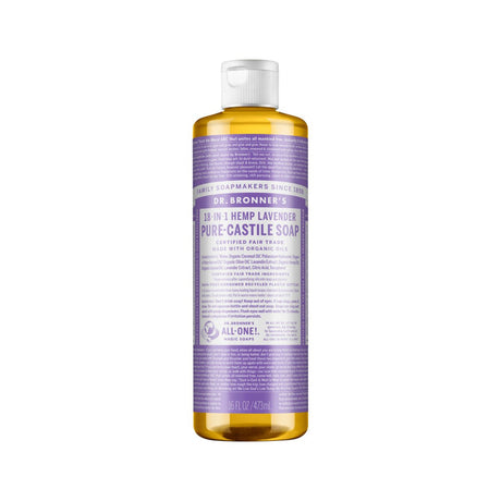 DR. BRONNER'S Pure-Castile Soap Liquid (Hemp 18-in-1) Lavender 473ml - Dr Earth - Body & Beauty