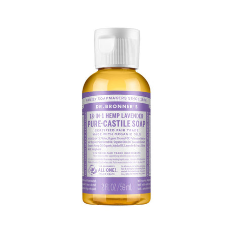 DR. BRONNER'S Pure-Castile Soap Liquid (Hemp 18-in-1) Lavender 59ml - Dr Earth - Body & Beauty