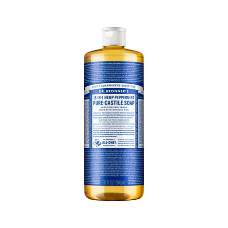 DR. BRONNER'S Pure-Castile Soap Liquid (Hemp 18-in-1) Peppermint 946ml - Dr Earth - Body & Beauty