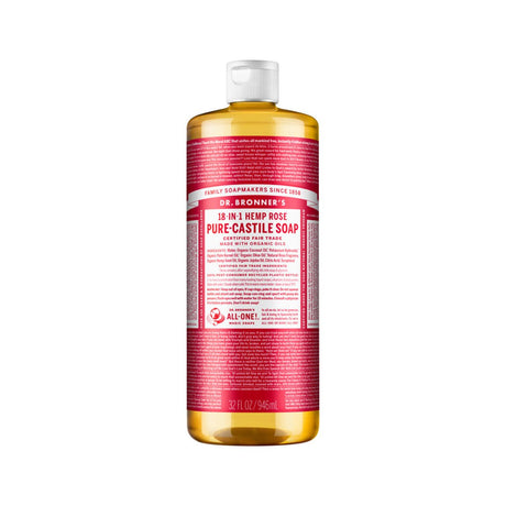 DR. BRONNER'S Pure-Castile Soap Liquid (Hemp 18-in-1) Rose 946ml - Dr Earth - Body & Beauty