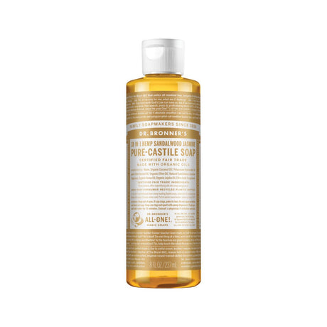 DR. BRONNER'S Pure-Castile Soap Liquid (Hemp 18-in-1) Sandalwood Jasmine 237ml - Dr Earth - Body & Beauty