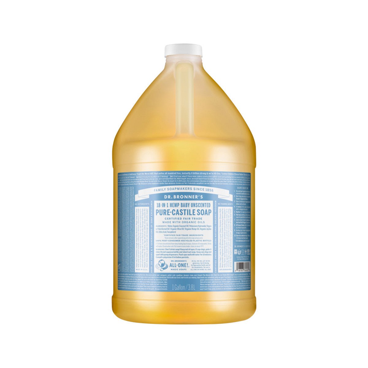 DR. BRONNER'S Pure-Castile Soap Liquid (Hemp 18-in-1) Unscented (Baby) 3.78L - Dr Earth - Body & Beauty