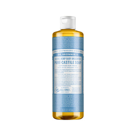 DR. BRONNER'S Pure-Castile Soap Liquid (Hemp 18-in-1) Unscented (Baby) 473ml - Dr Earth - Body & Beauty