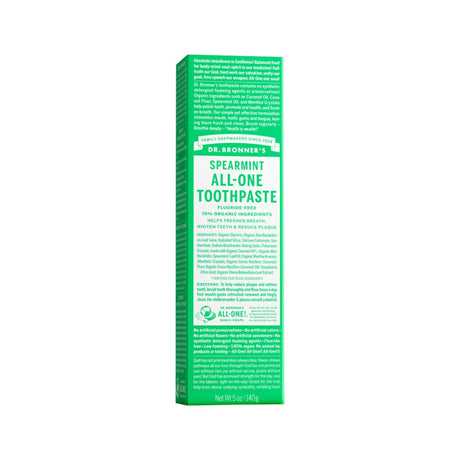DR. BRONNER'S Toothpaste (All-One) Spearmint 140g - Dr Earth - Body & Beauty