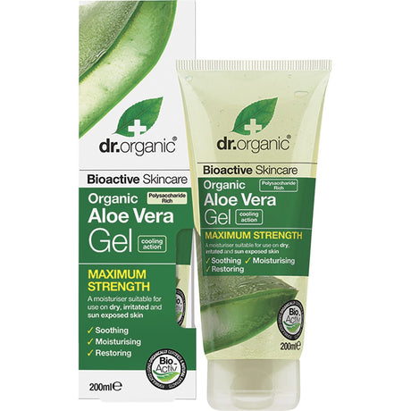 Dr Organic Aloe Vera Gel Maximum Strength Organic Aloe Vera 200ml - Dr Earth - Sun & Tanning