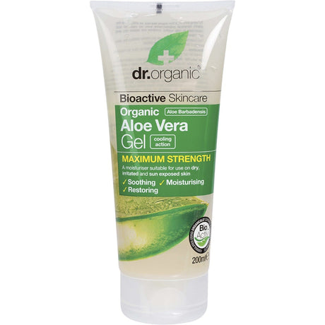 Dr Organic Aloe Vera Gel Maximum Strength Organic Aloe Vera 200ml - Dr Earth - Sun & Tanning