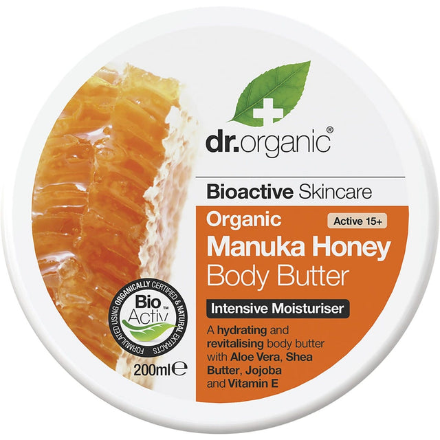 Dr Organic Body Butter Organic Manuka Honey 200ml - Dr Earth - Bath & Body
