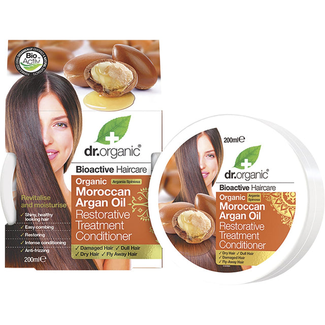 Dr Organic Conditioner Restorative Organic Moroccan Argan Oil 200ml - Dr Earth - Hair Care