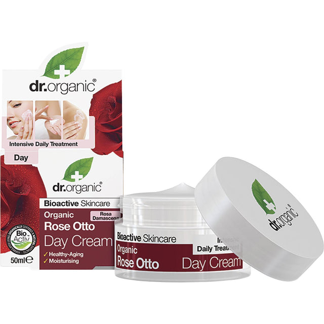 Dr Organic Day Cream Organic Rose Otto 50ml - Dr Earth - Skincare