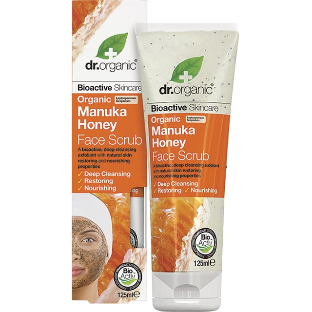 Dr Organic Face Scrub Organic Manuka Honey 125ml - Dr Earth - Skincare