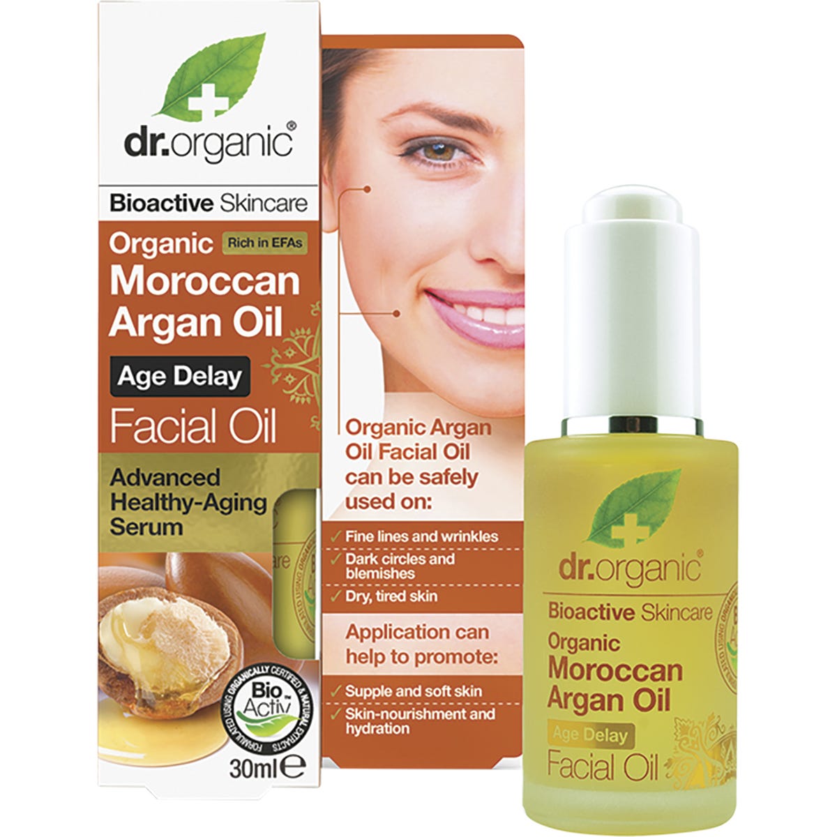 Dr Organic Facial Oil Organic Moroccan Argan Oil 30ml - Dr Earth - Skincare