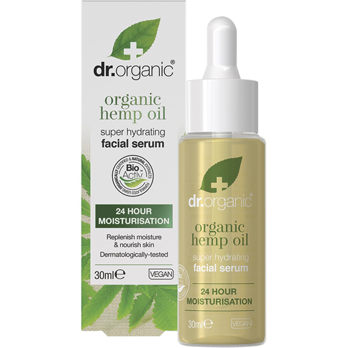 Dr Organic Facial Serum Organic Hemp Oil 30ml - Dr Earth - Skincare