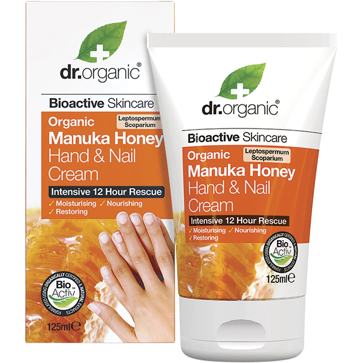 Dr Organic Hand & Nail Cream Organic Manuka Honey 125ml - Dr Earth - Bath & Body