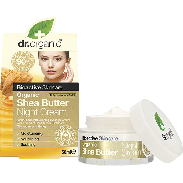 Dr Organic Night Cream Organic Shea Butter 50ml - Dr Earth - Skincare